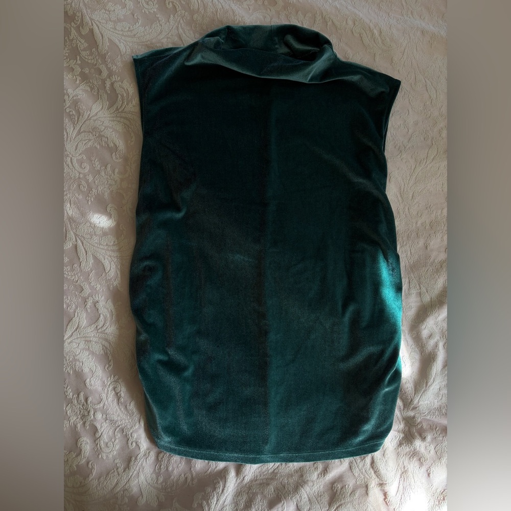 A New Day Green Velvet-Look Ruched Cowl Neck Tank Top | XXL
